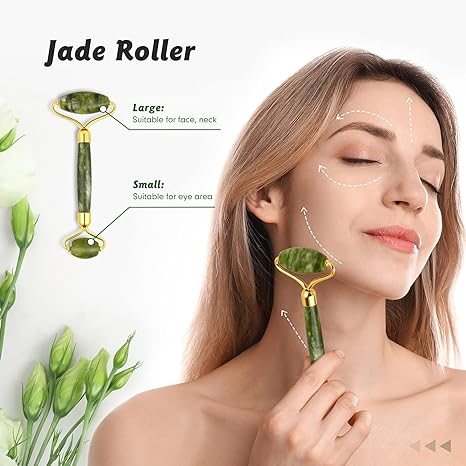 Jade Roller & Gua Sha - Set In Marble - Green